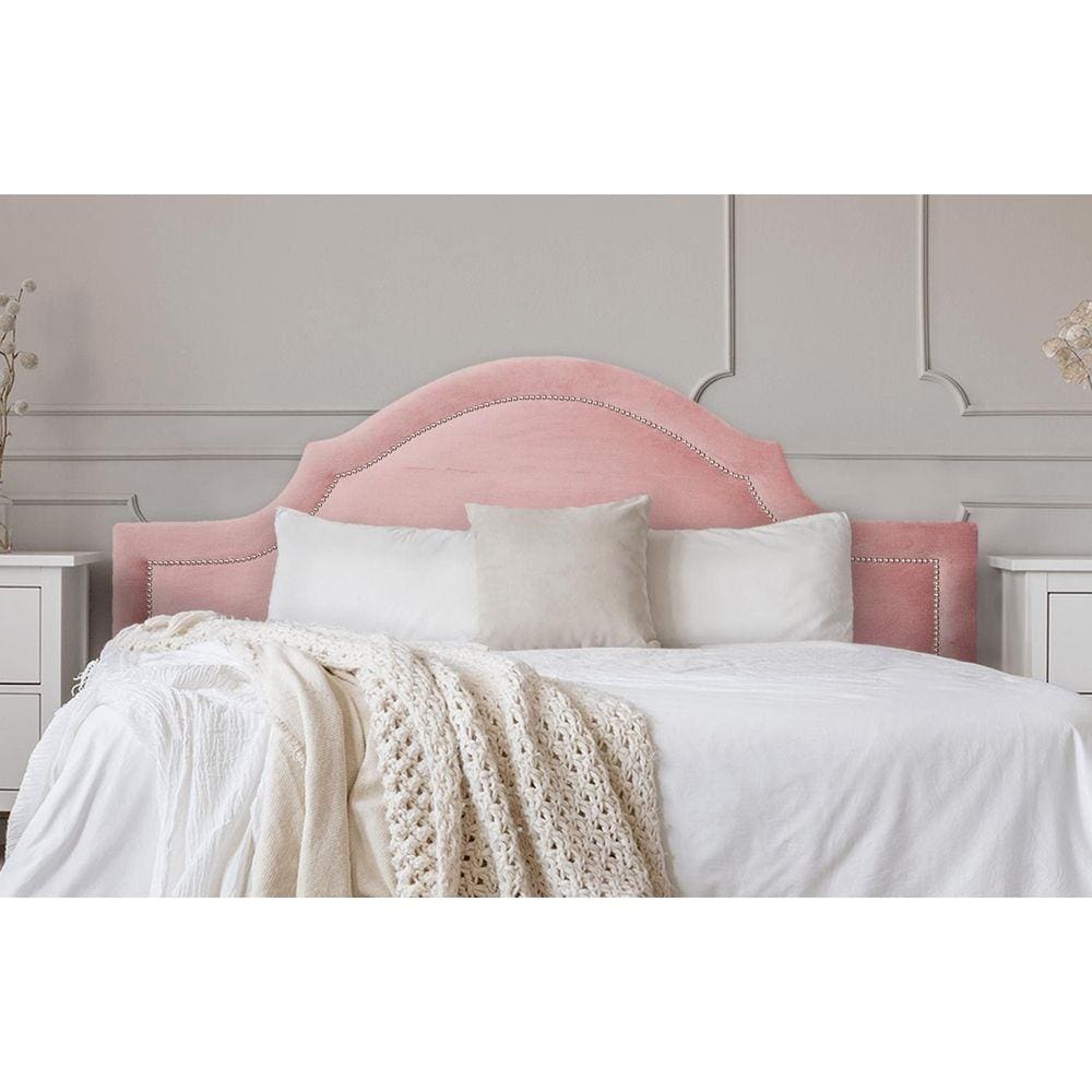 Cabeceira Casal Provençal 140x60cm Veludo Rosê - T. Prata