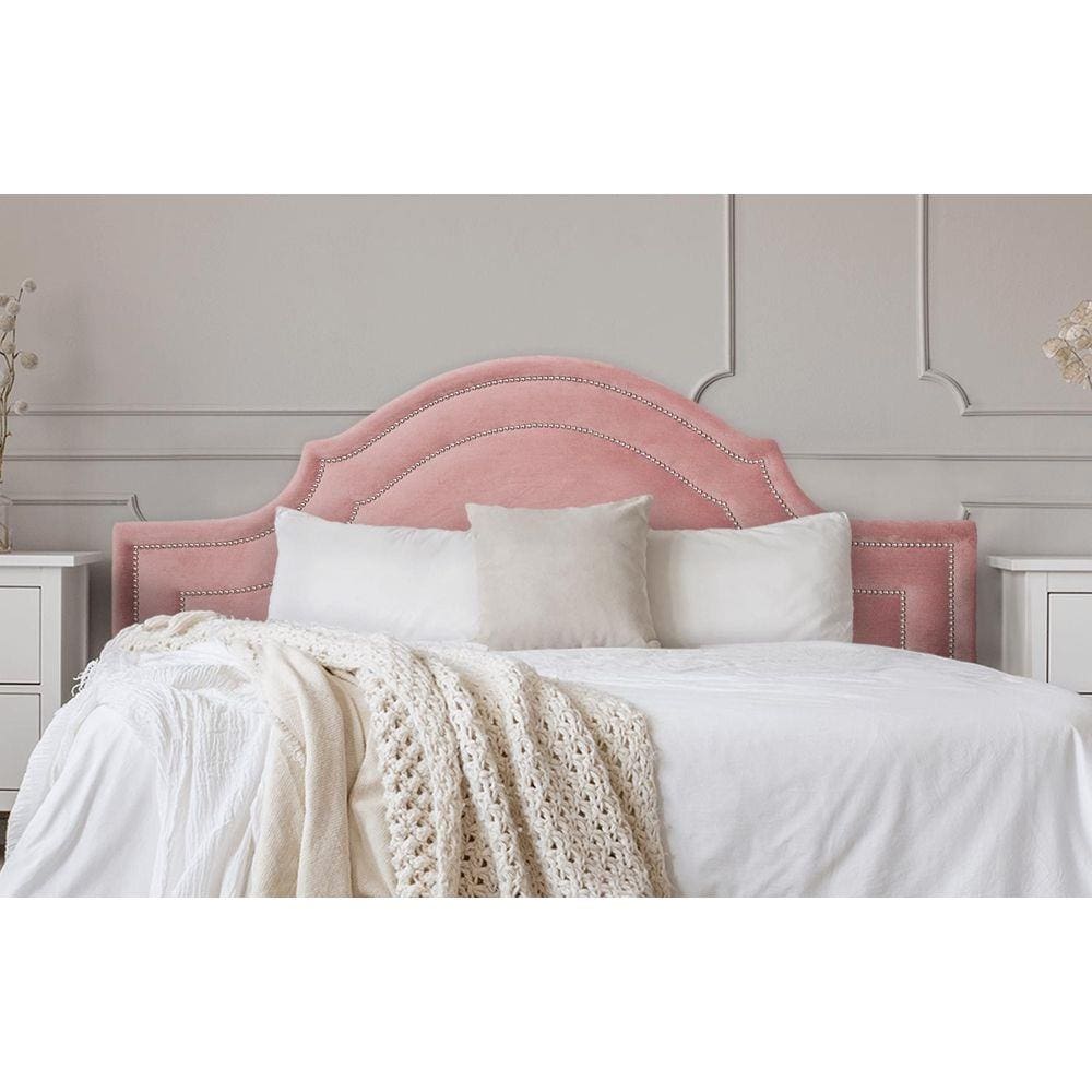 Cabeceira Casal Provençal Dupla 140x60 Veludo Rosê - Prata