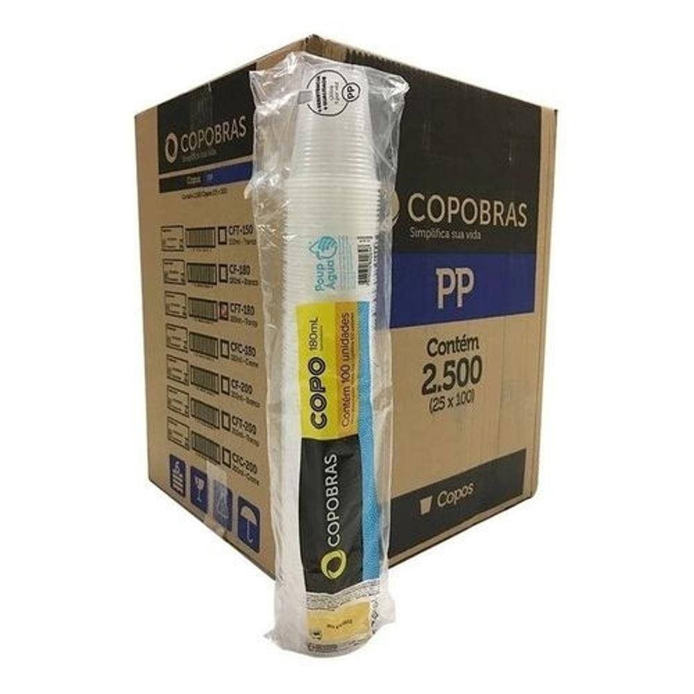 Copo Descartável Branco 200ml Copobras - Caixa c/2500 unids
