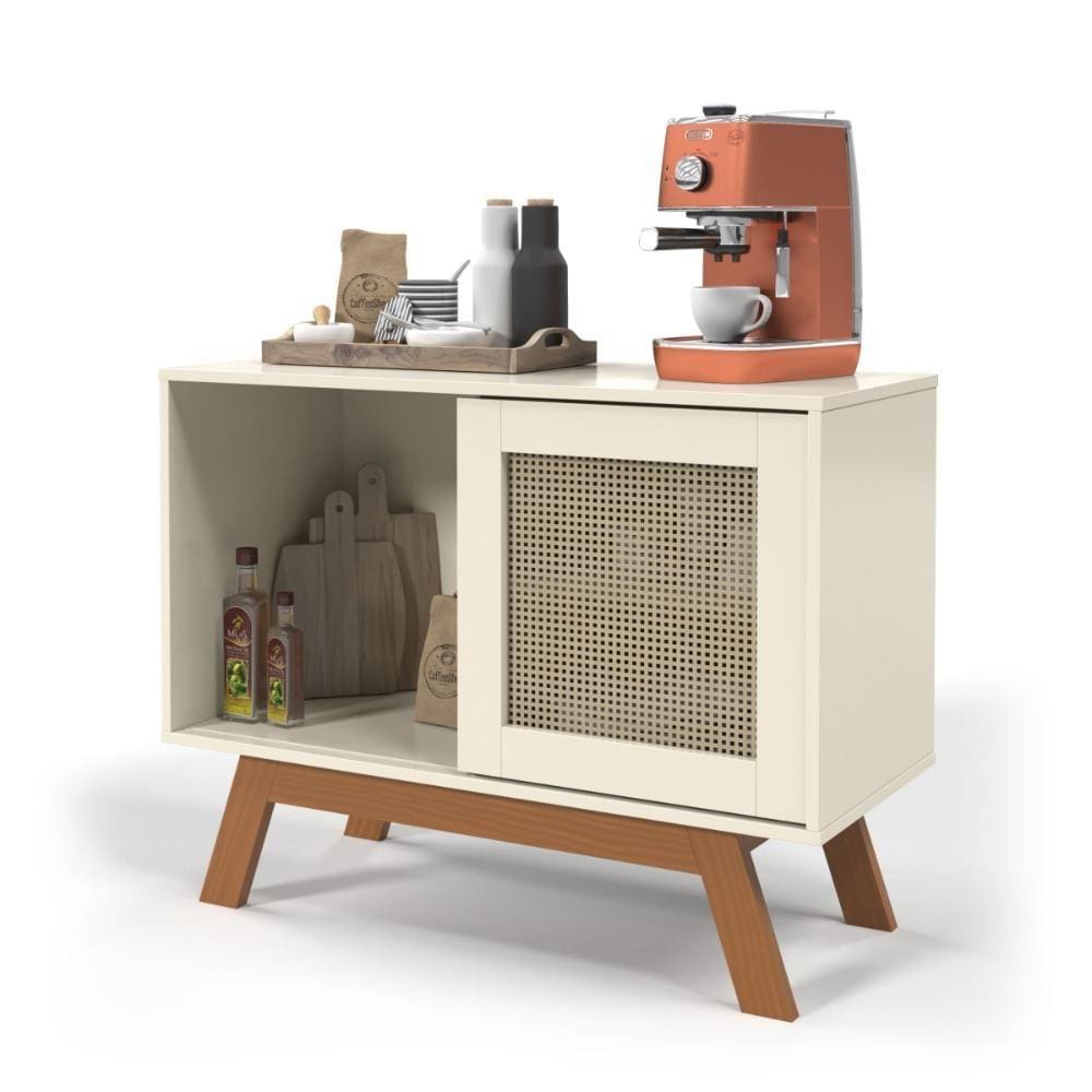Cantinho do Café Baixo Rattan Off White Ofertamo Móveis