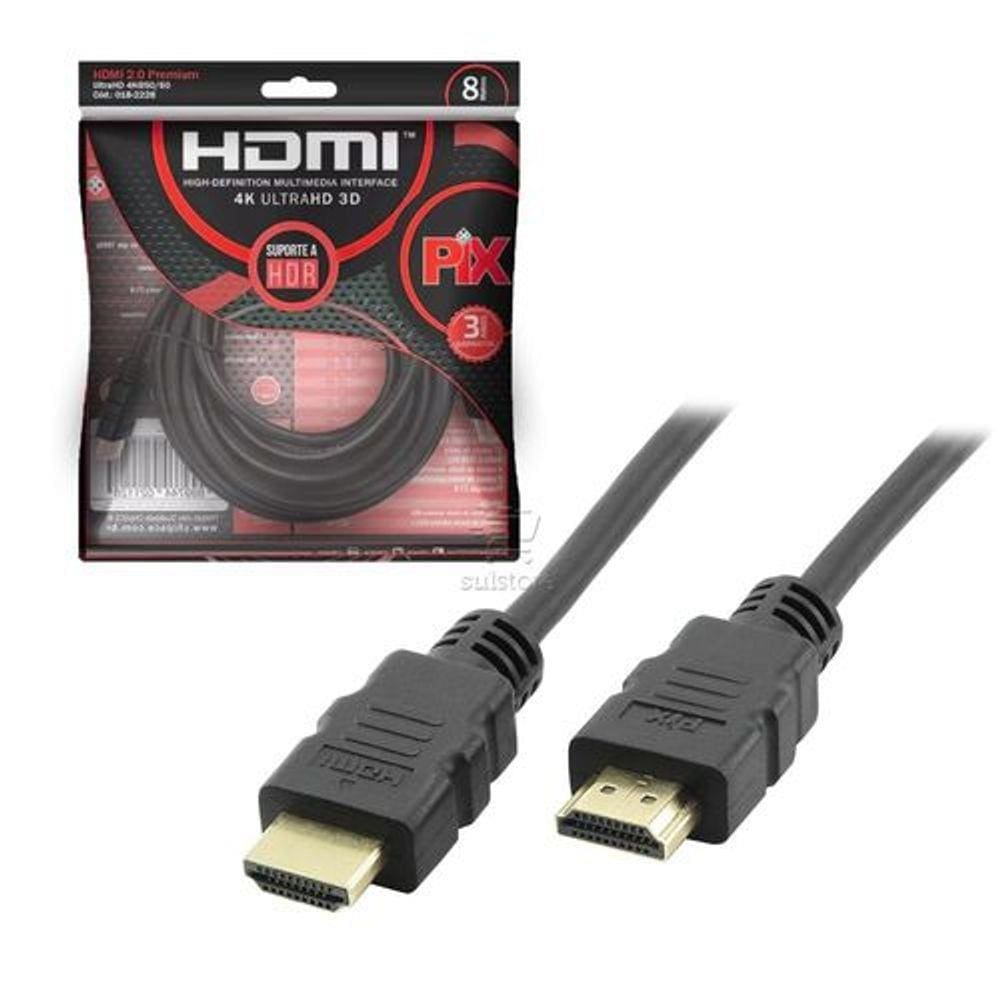 Cabo Hdmi 8 Metros 2.0V 4K 3D Ultrahd 19 Pinos