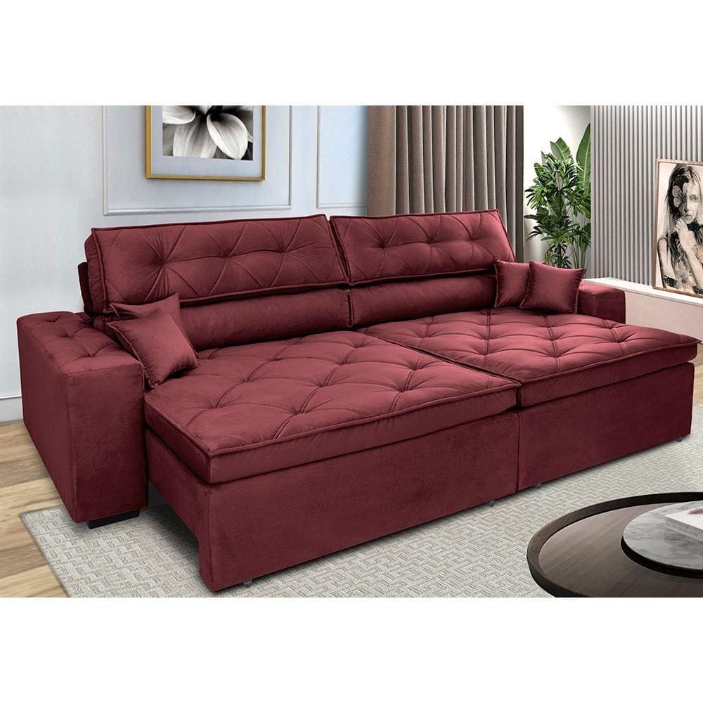 Sofá Retrátil e Reclinável 2,12m Cama inBox Estilo. Suede