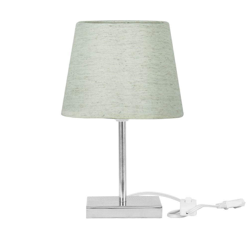 Abajur Eros Dome Linho Claro 025 com Base Quadrada