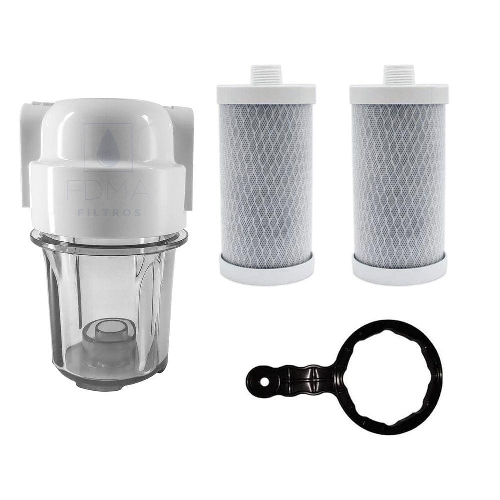 Filtro Chuveiro 5 Polegadas + Refil Remove Cloro e Sujeira