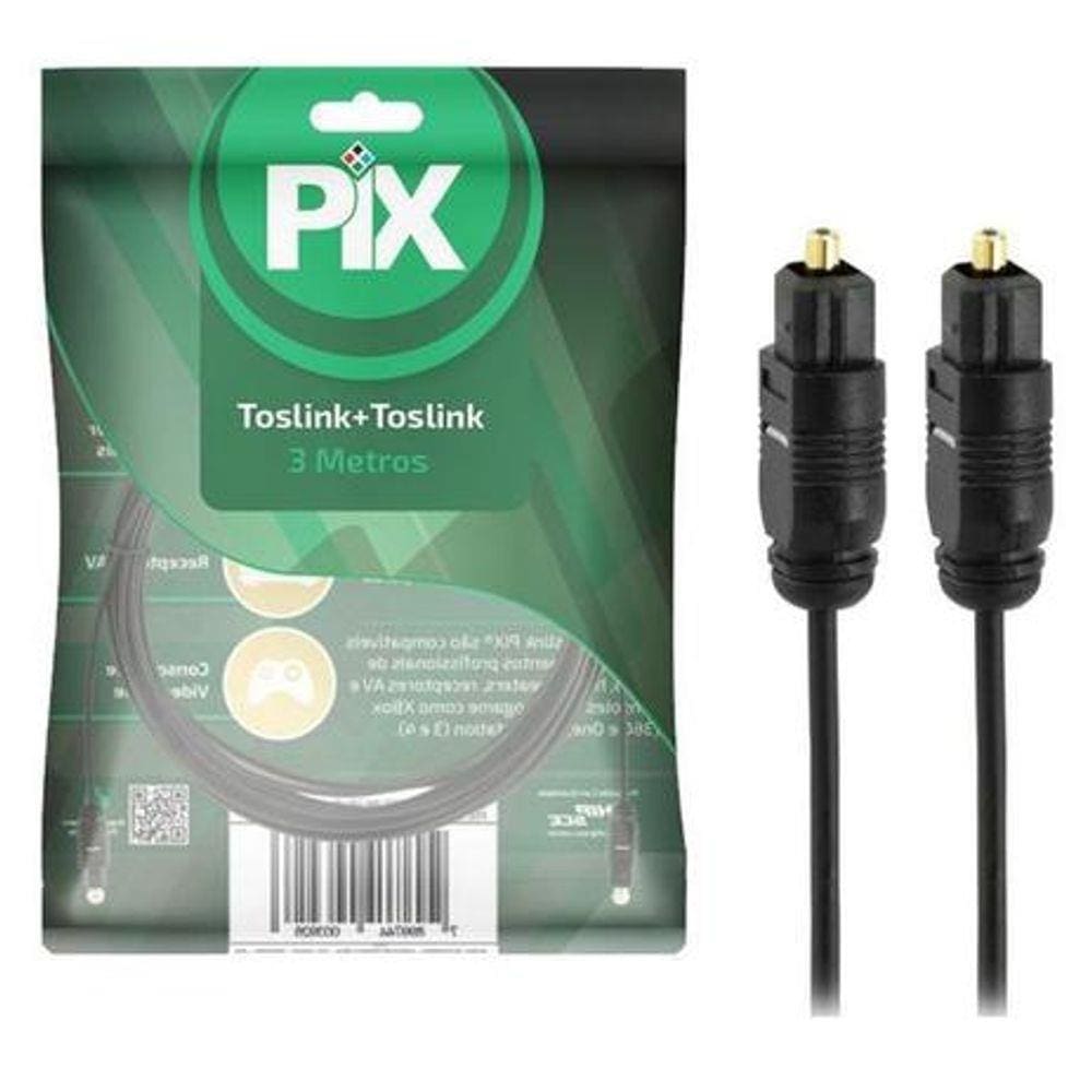 Cabo Óptico Toslink Basic 3 Metros - Cabo para Áudio Digital