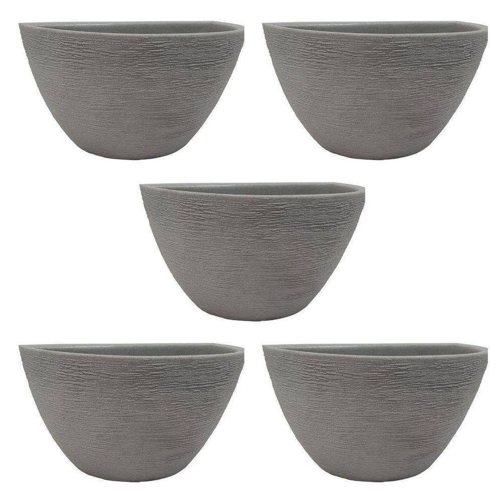 Kit 5 Vasos De Parede Cinza Para Jardim Vertical 18X33