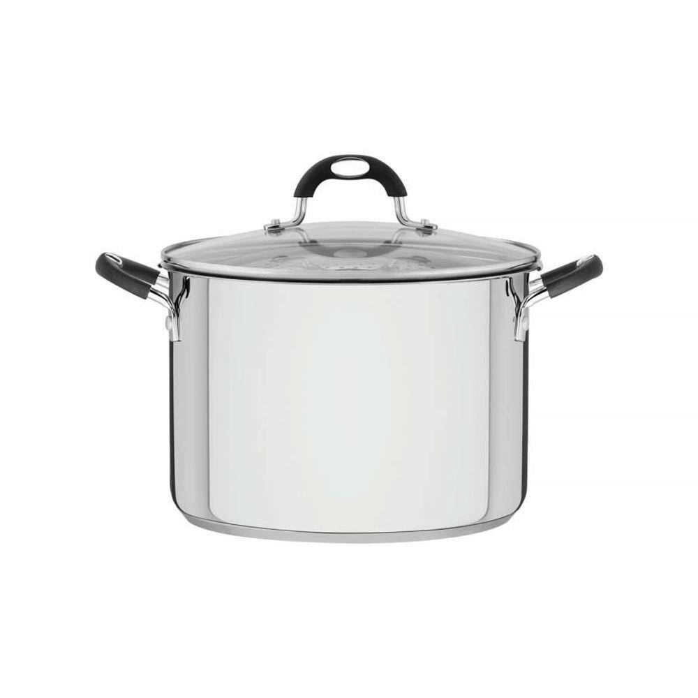 Espagueteira Tramontina Solar Silicone em Aço inox com Fundo Triplo com Tampa de Vidro 24 cm 7,8 L Tramontina