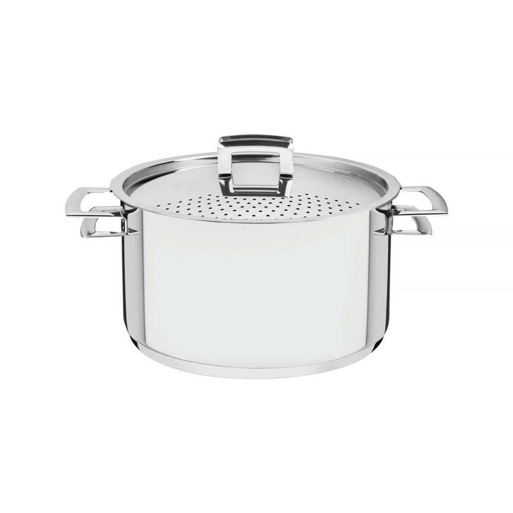 Espagueteira Tramontina Brava em Aço inox com Fundo Triplo Tampa e Alças 24 cm 6,1 L Tramontina