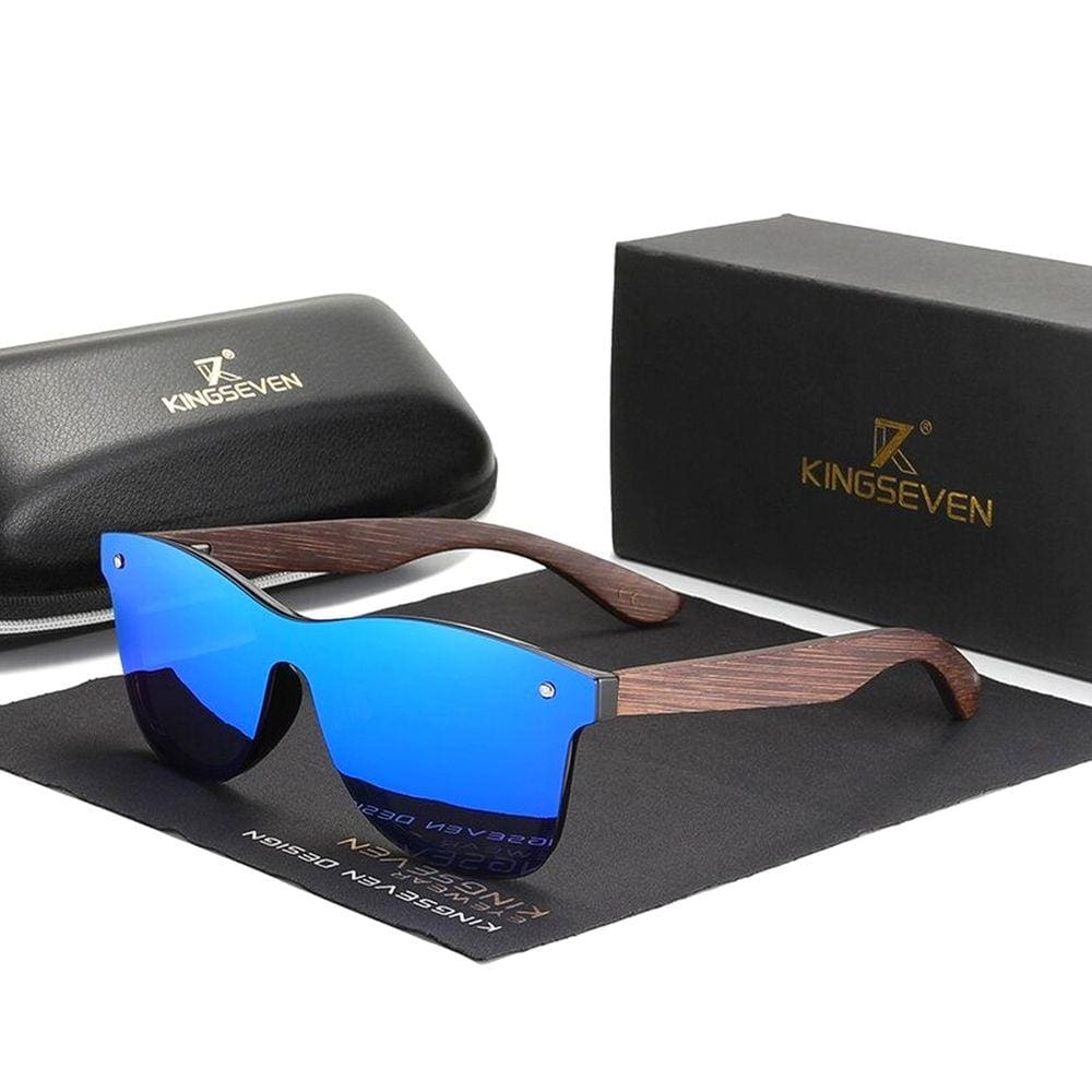 Óculos de Sol Masculino Artesanal Design Madeira Bambu Espelho KINGSEVEN com Proteção Uv400 Polarizados
