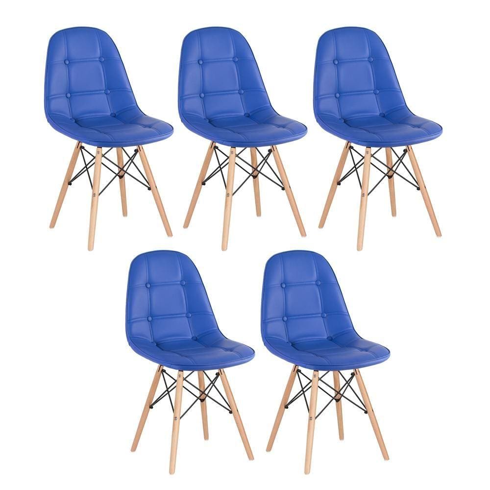 KIT - 5 x cadeiras estofadas Eames Eiffel Botonê - Base de madeira clara