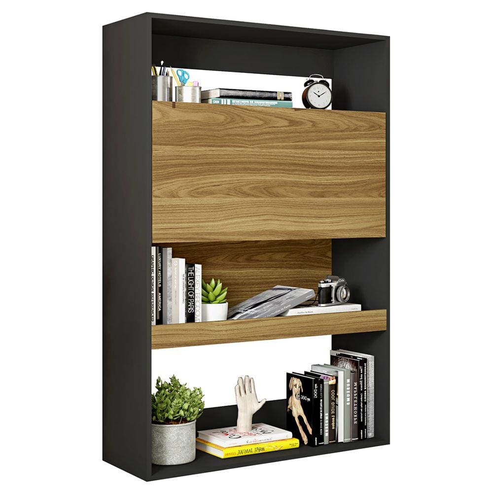 Estante Multiuso Livreiro 1 Porta Preto Mood Caemmun