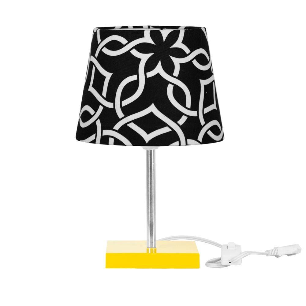 Abajur Eros Dome Elos Preto 060 com Base Amarela Quadrada