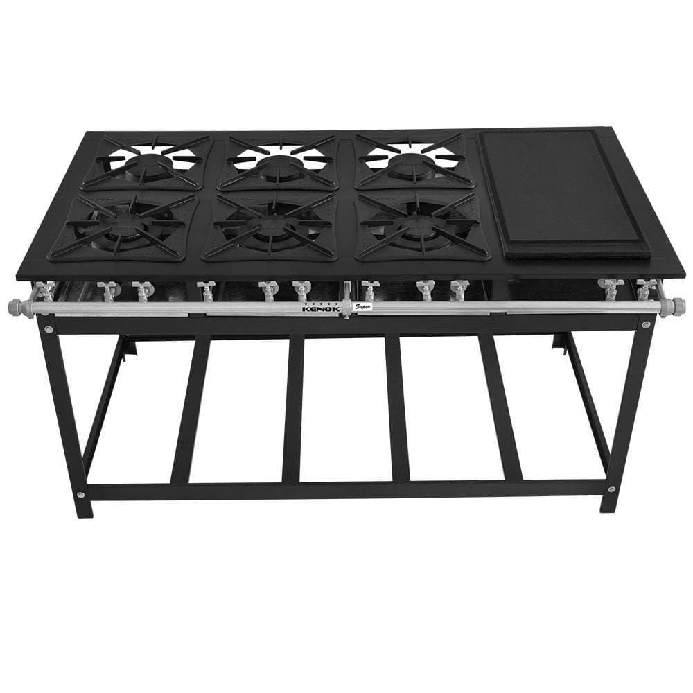 Fogão 6 Bocas Kenok Industrial Baixa Pressão Preto - Fbsu6b-140