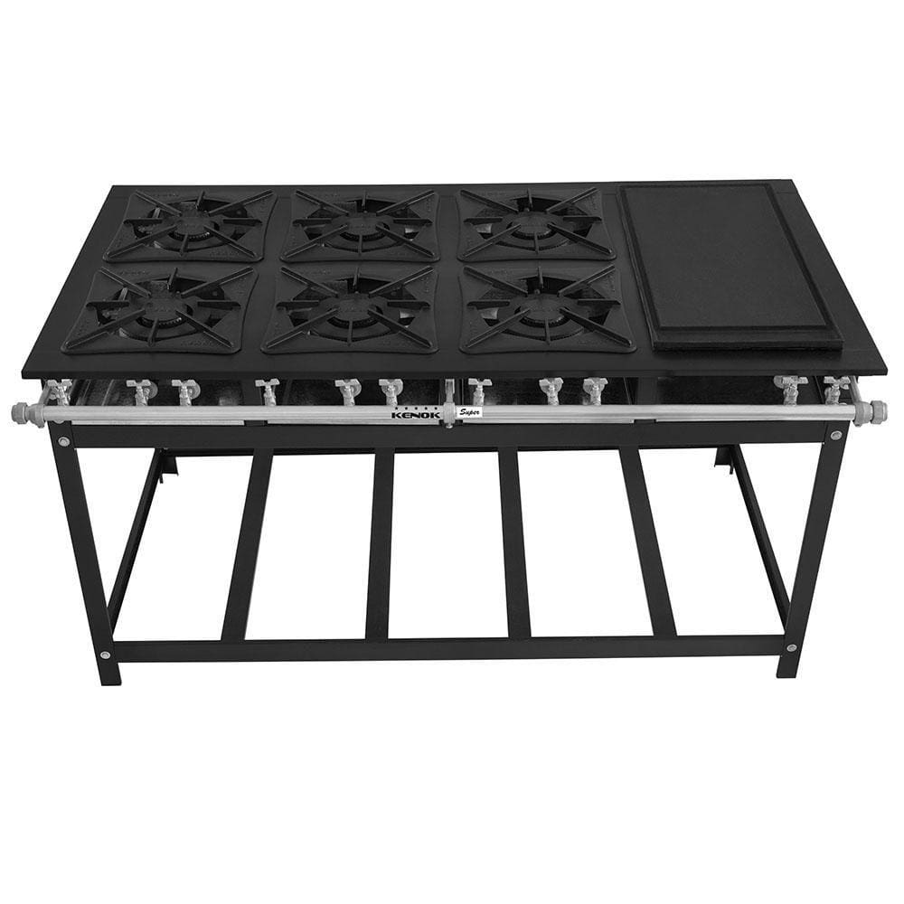 Fogão 6 Bocas Kenok Industrial Baixa Pressão Preto - Fbsu6b-139