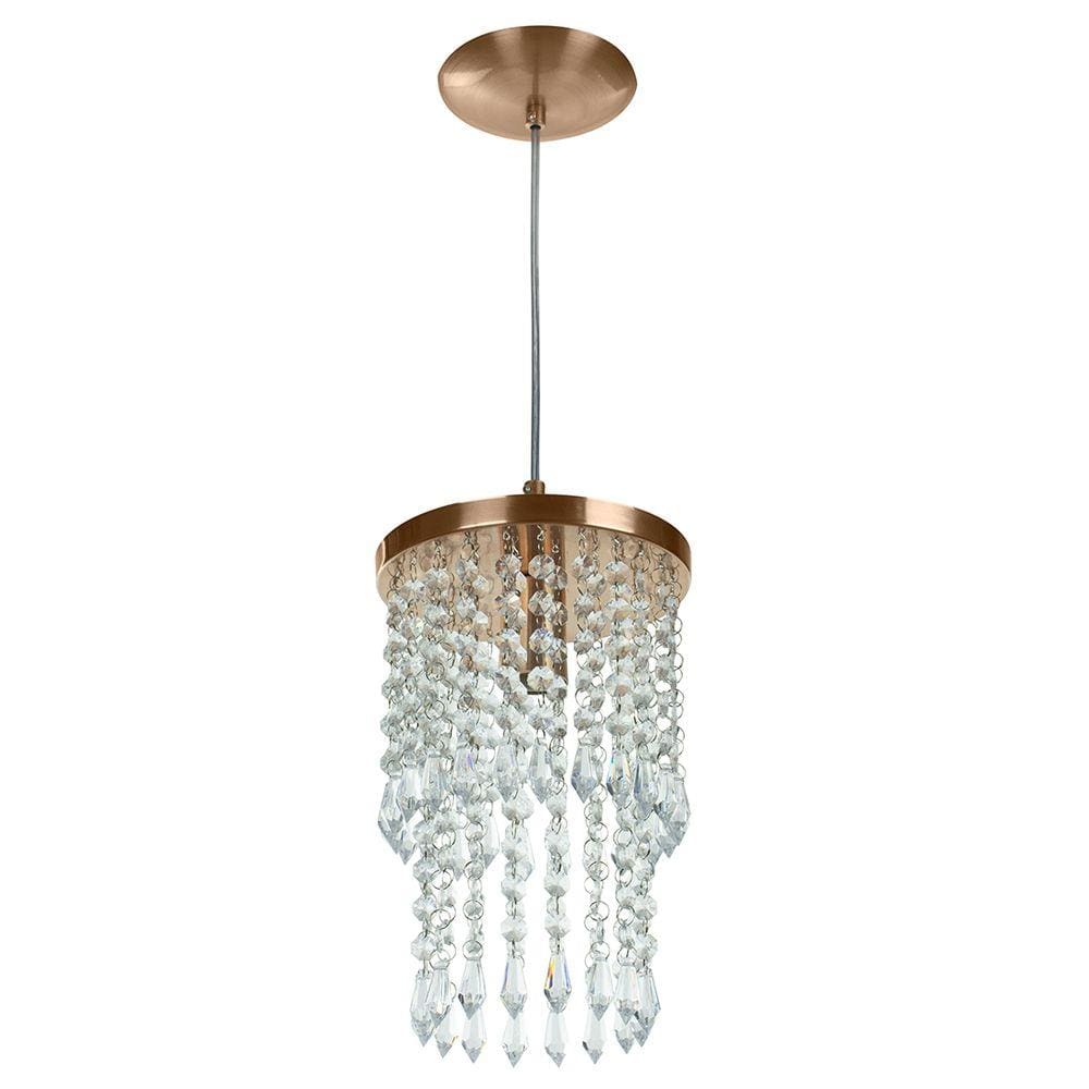 Lustre Pendente De Cristal Acrilico Spark Redondo Cobre