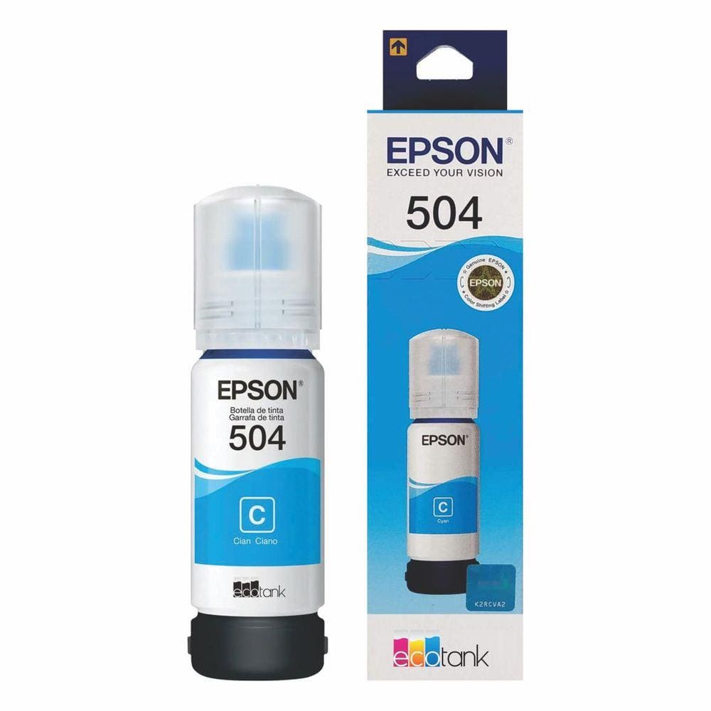 Tinta Epson Ciano Refil T504 Impressoras L4150 L4160 L6161