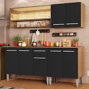 Armário de Cozinha Completa Madesa Emilly Dance com Balcão e Aéreo Vidro Reflex - Rustic/Preto