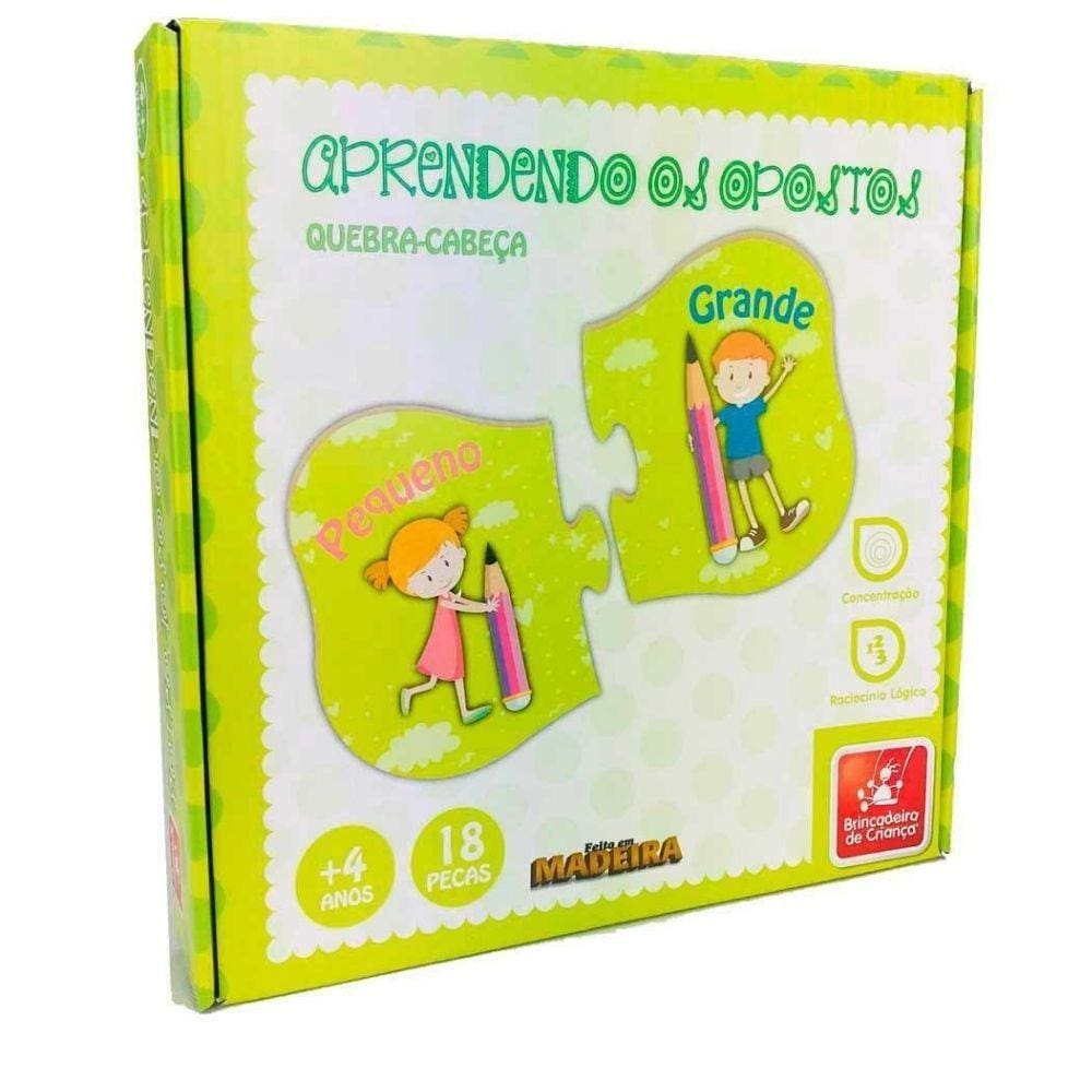 Quebra Cabeça Aprendendo os Opostos 18 pcs madeira 4 anos