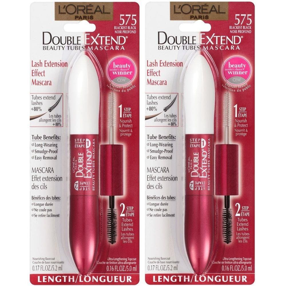 Rímel L`Oreal Paris Double Extend Beauty Tubes - Cor 575 - Black - 2 Unidades