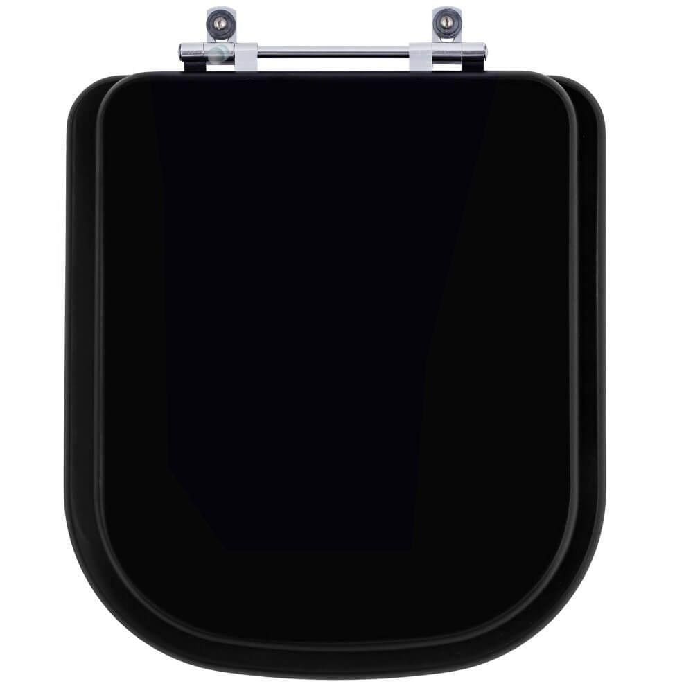 Assento Sanitário Poliester Onix Preto Fosco para Vaso Roca