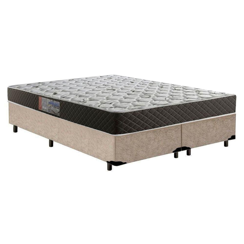 Cama Box Queen Colchão Mola Ensacada Acolchões + Box Suede 64x158x198
