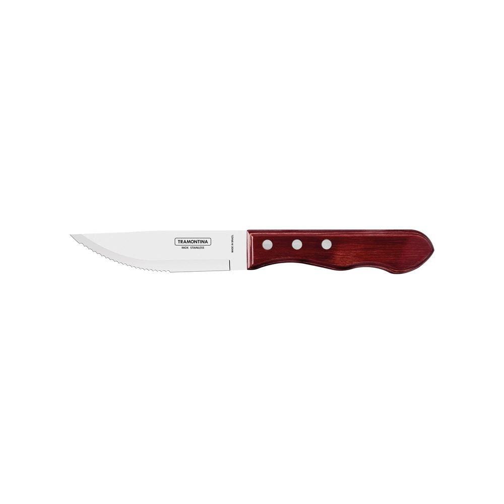 Faca para Churrasco Jumbo Tramontina com Lâmina em Aço Inox e Cabo em Madeira Polywood Vermelho 5” Tramontina