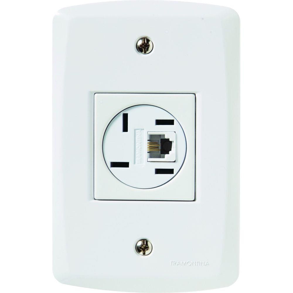 Conjunto 4x2 com 1 Tomada Telefone 4P e RJ11 Tramontina Lux2 Branco Tramontina