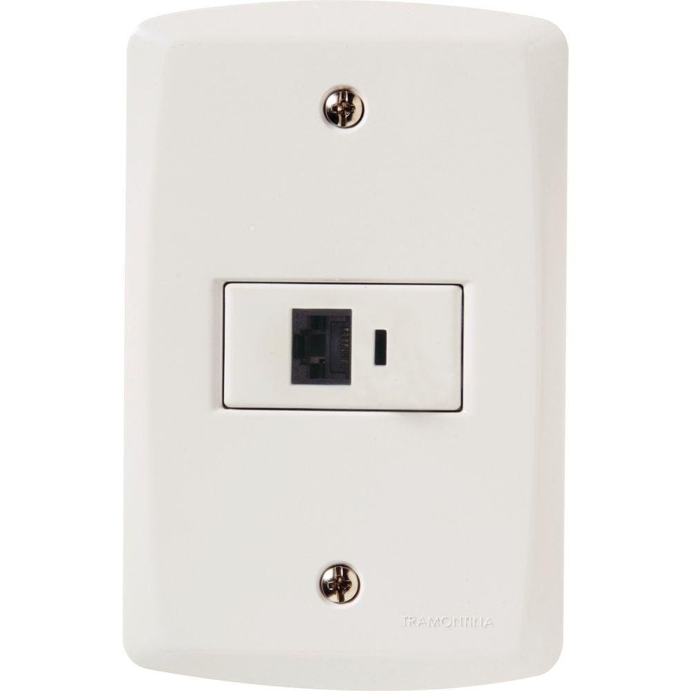 Conjunto 4x2 com 1 Tomada Telefone RJ11 Tramontina Lux2 Branco Tramontina