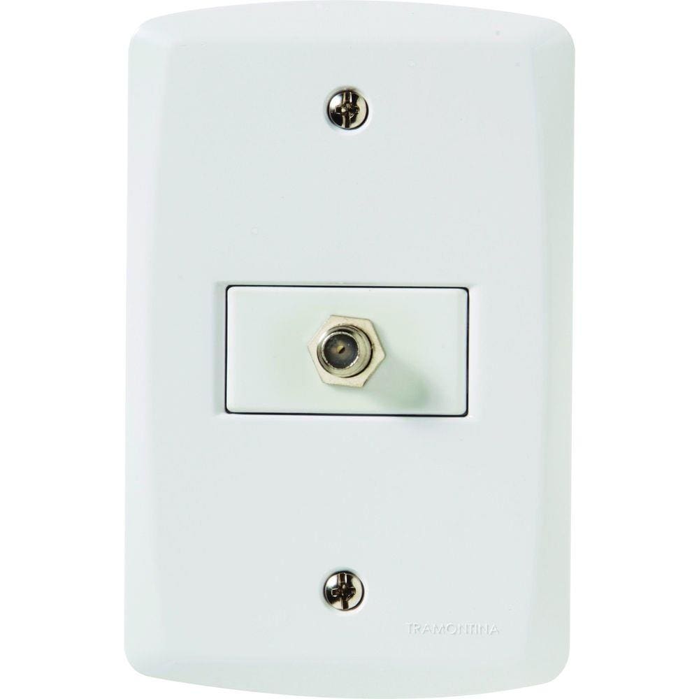 Conjunto 4x2 com 1 Tomada TV/SAT Coaxial Tramontina Lux2 Branco Tramontina
