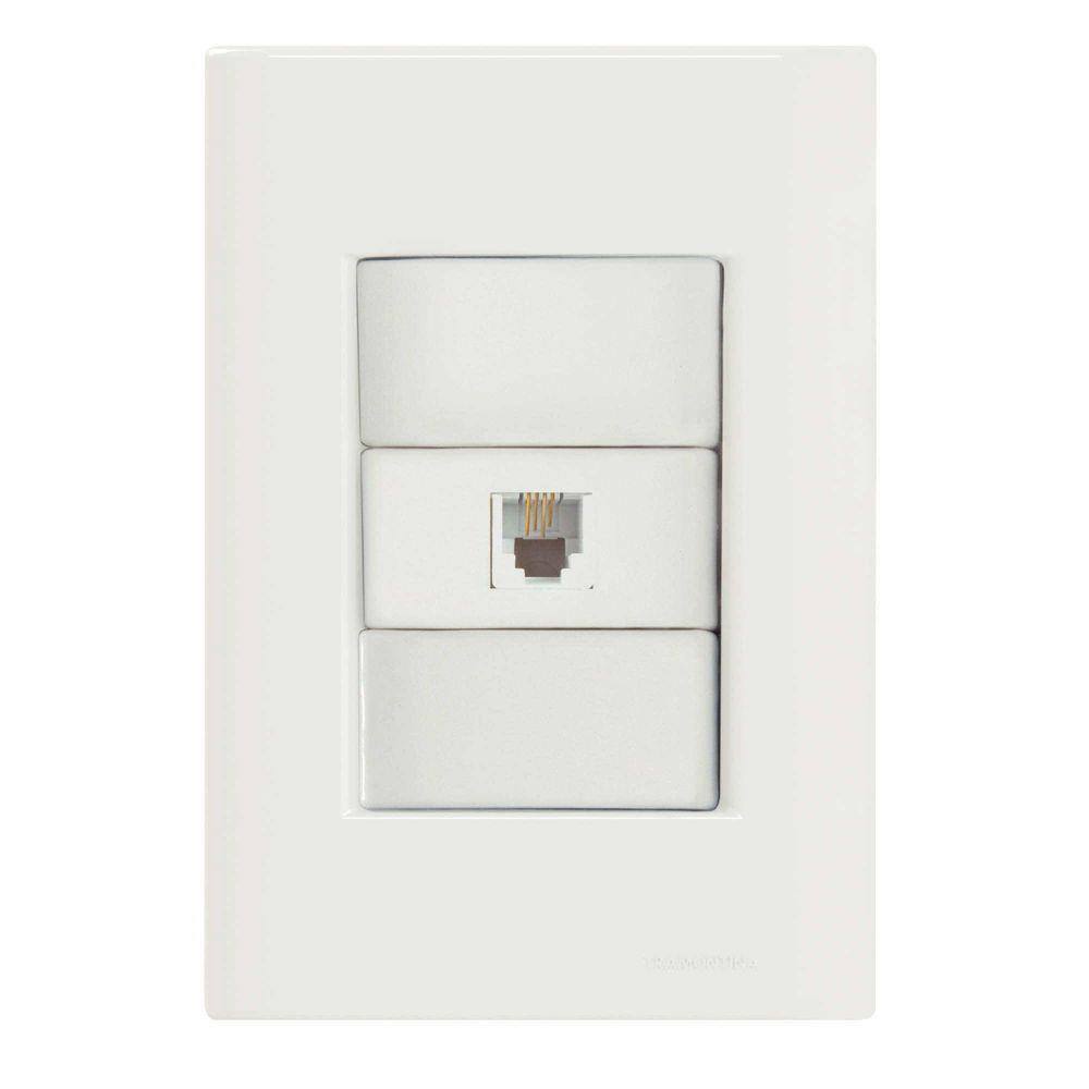 Conjunto 4x2 com 1 Tomada Telefone RJ11 Tramontina Giz Branco Tramontina