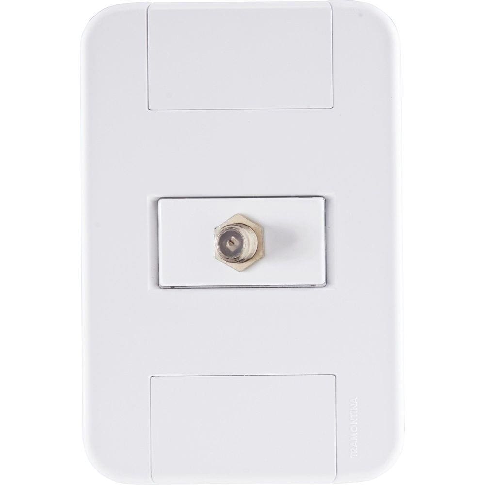 Conjunto 4x2 com 1 Tomada TV/SAT Coaxial Tramontina Tablet Branco Tramontina
