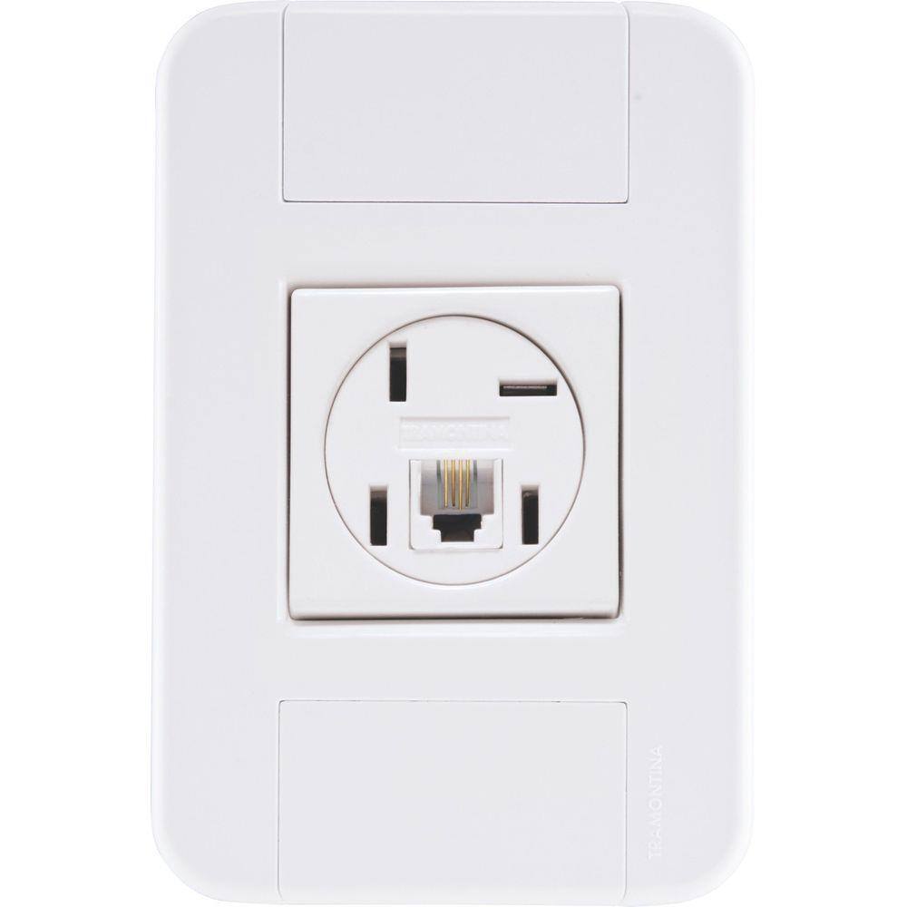 Conjunto 4x2 com 1 Tomada Telefone 4P e RJ11 Tramontina Tablet Branco Tramontina