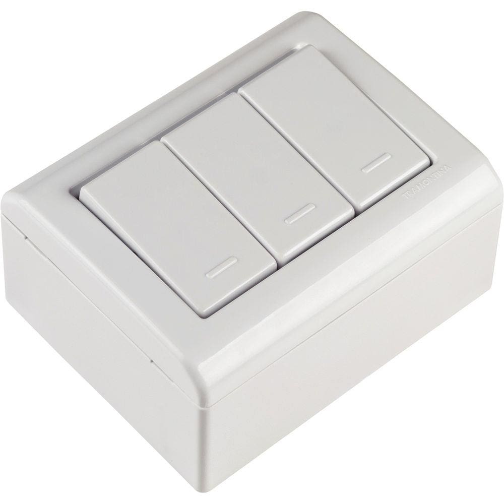 Caixa de Sobrepor com 3 Interruptores Simples 10 A 250 V Tramontina LizFlex Branca Tramontina