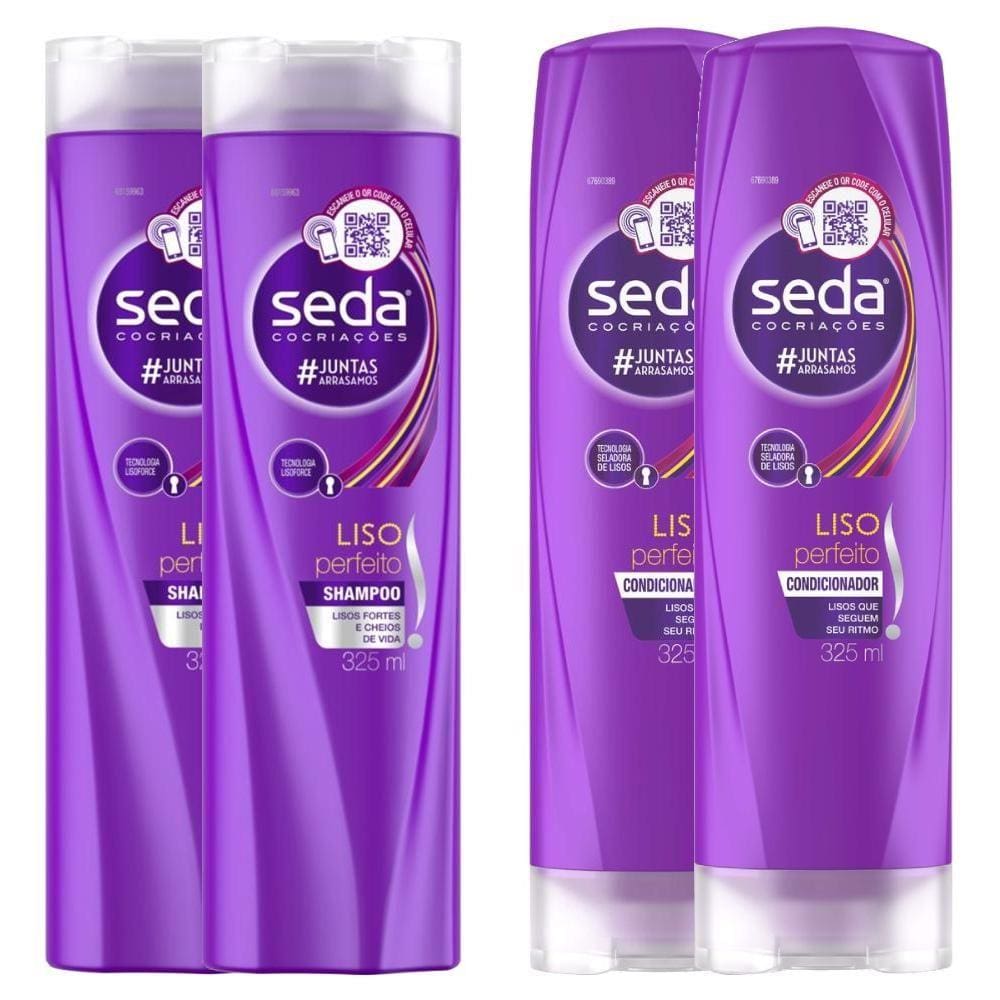 Kit 2 Shampoos + 2 Condicionador Seda Cocriações Liso Perfeito 325ml