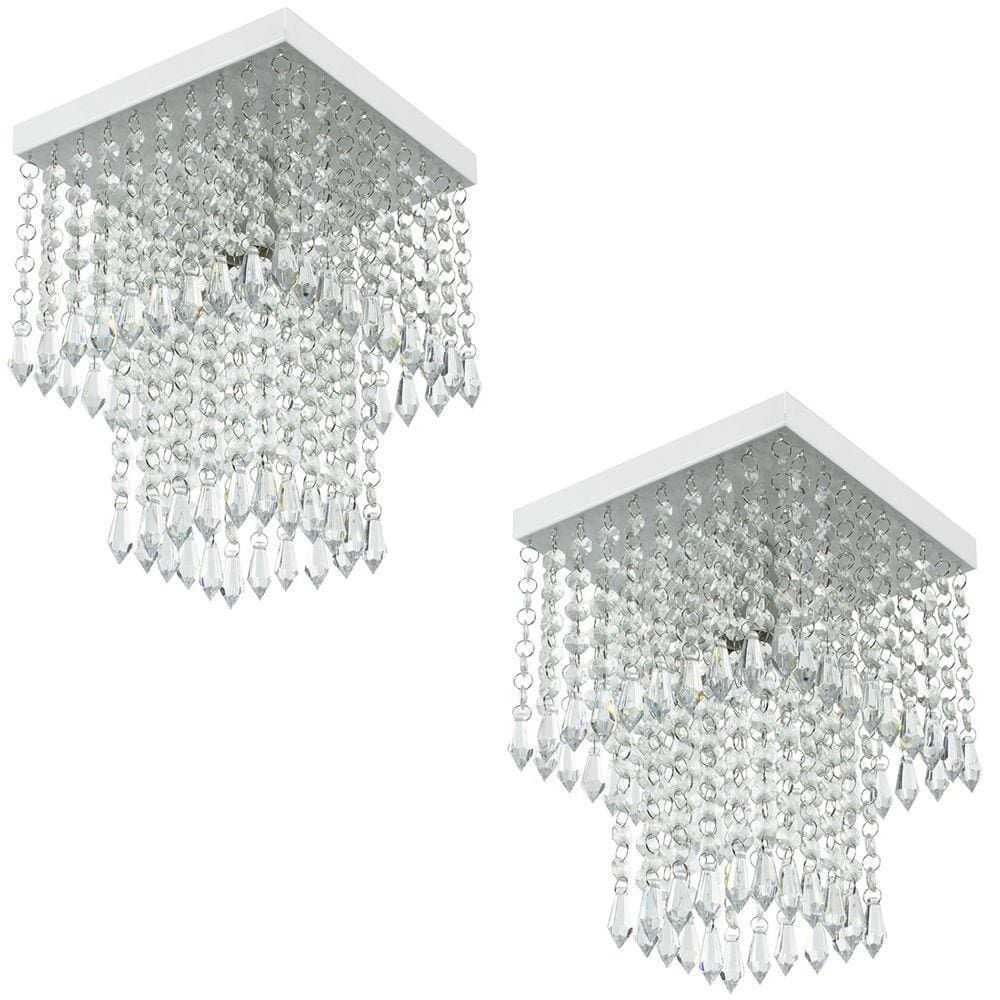 Kit 2 Lustre De Cristal Acrilico Marrycrilic Branco