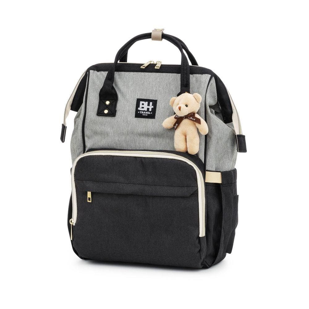 Bolsa Mochila Maternidade Impermeável Bebe Menino Menina Cinza E Preto