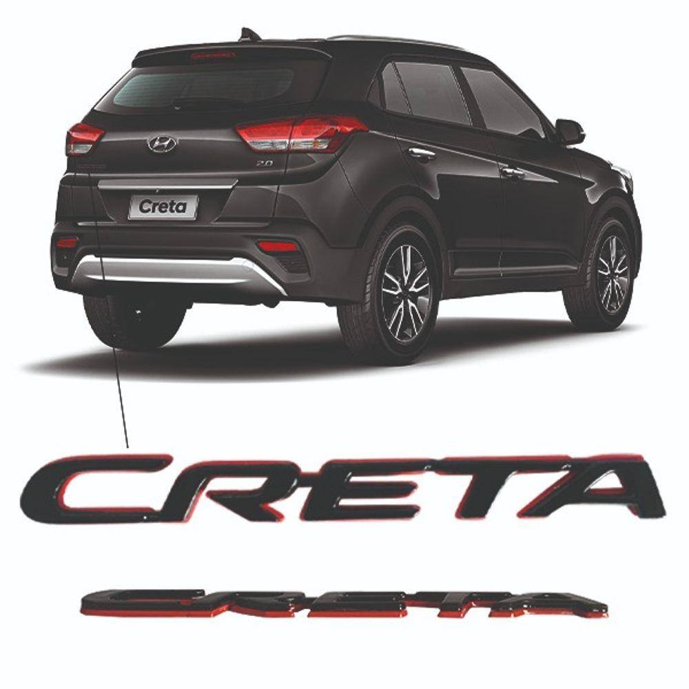 Emblema Nome Para Carro Preto Red Line Creta