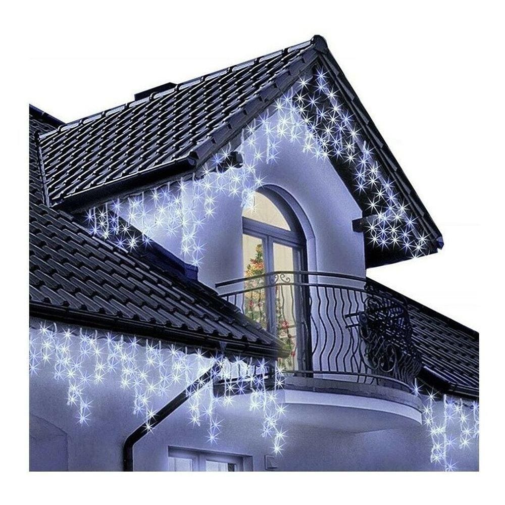 Cascata 400 Leds 10M C/ 8 Funções Branco Frio C/ Fio Branco