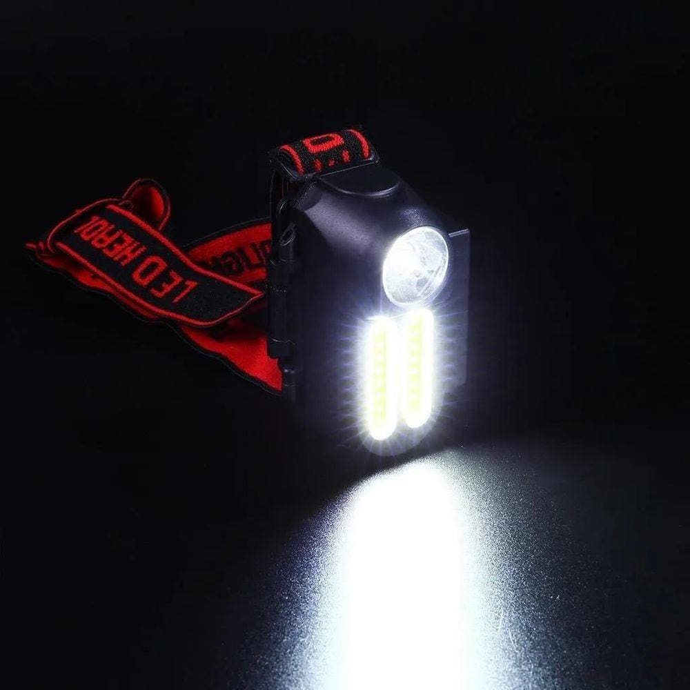 Lanterna Cabeça Capacete Recarregavel Led T6 + 1 Led Cob