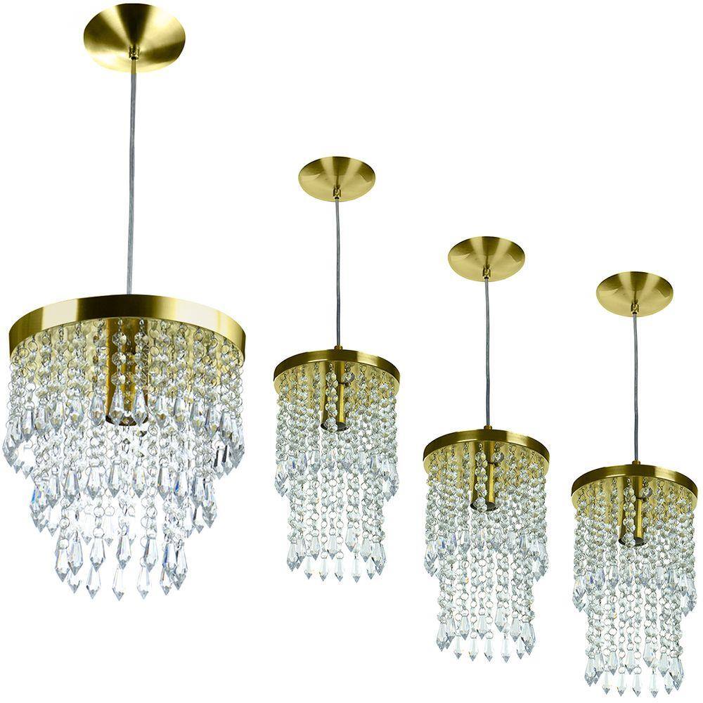 Kit 3 Pendentes Spark + Lustre Plafon Manucrillic Dourado