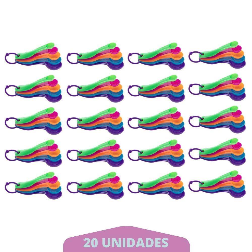 20 Conjunto Colher Medidora Xicara 5 Peças Cozinha Plástico
