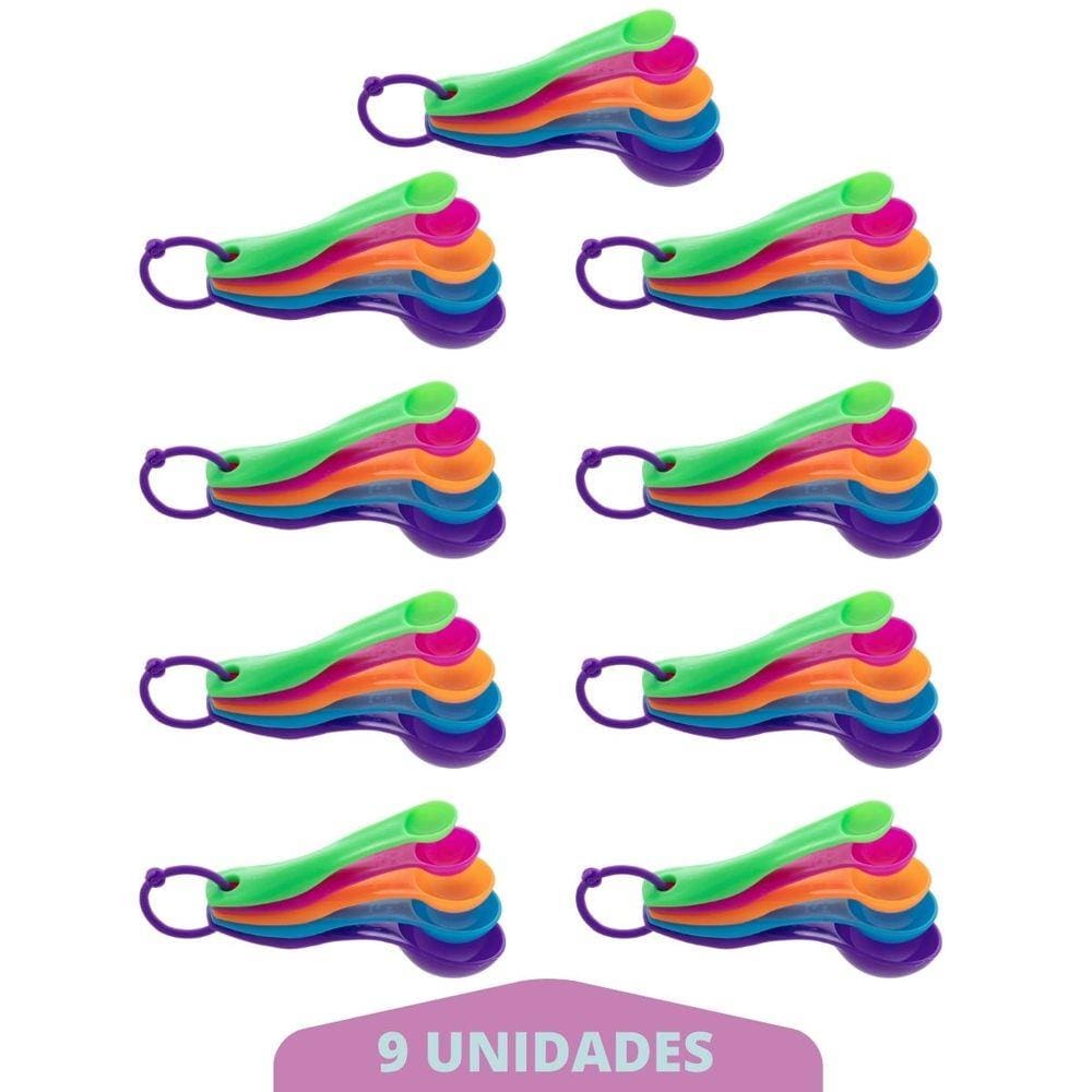 9 Conjunto Colher Medidora Xicara 5 Peças Cozinha Plástico