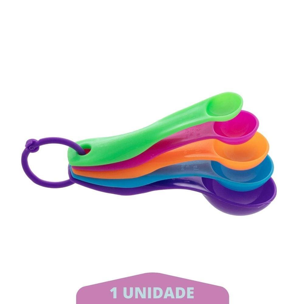 Conjunto Colher Medidora Xicara 5 Peças Cozinha Plástico