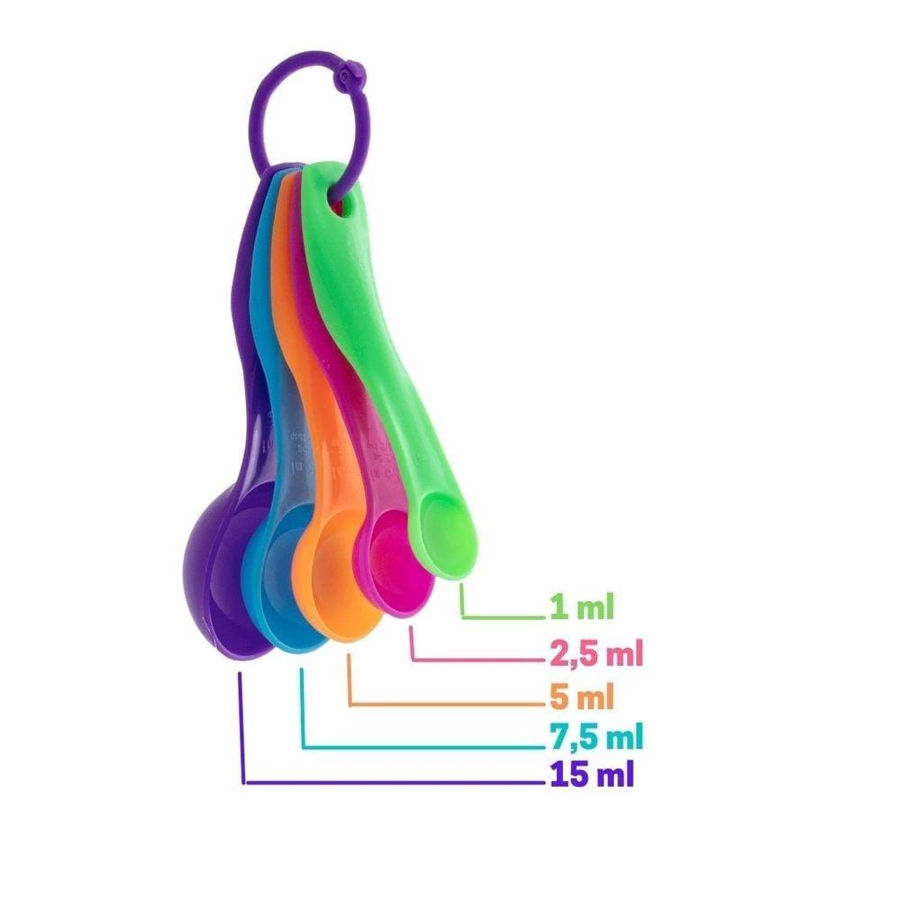 6 Conjunto Colher Medidora Xicara 5 Peças Cozinha Plástico
