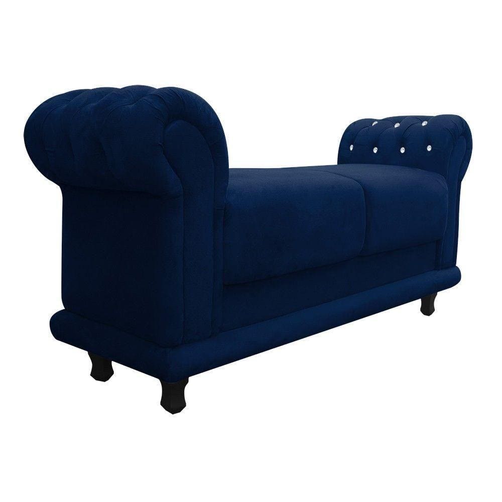 Recamier Barcelona Suede com Strass Azul Marinho
