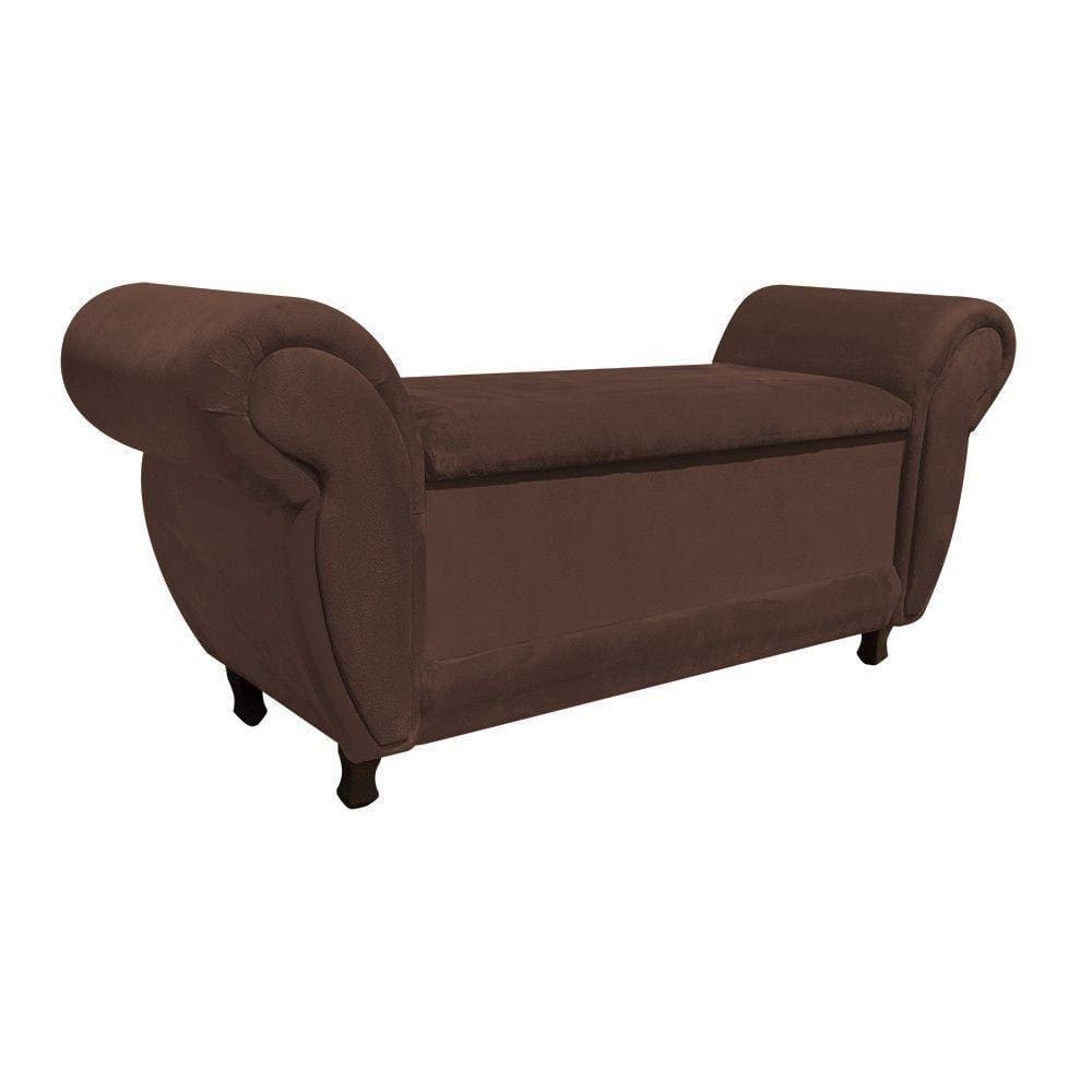 Recamier com Baú Itália Suede Marrom