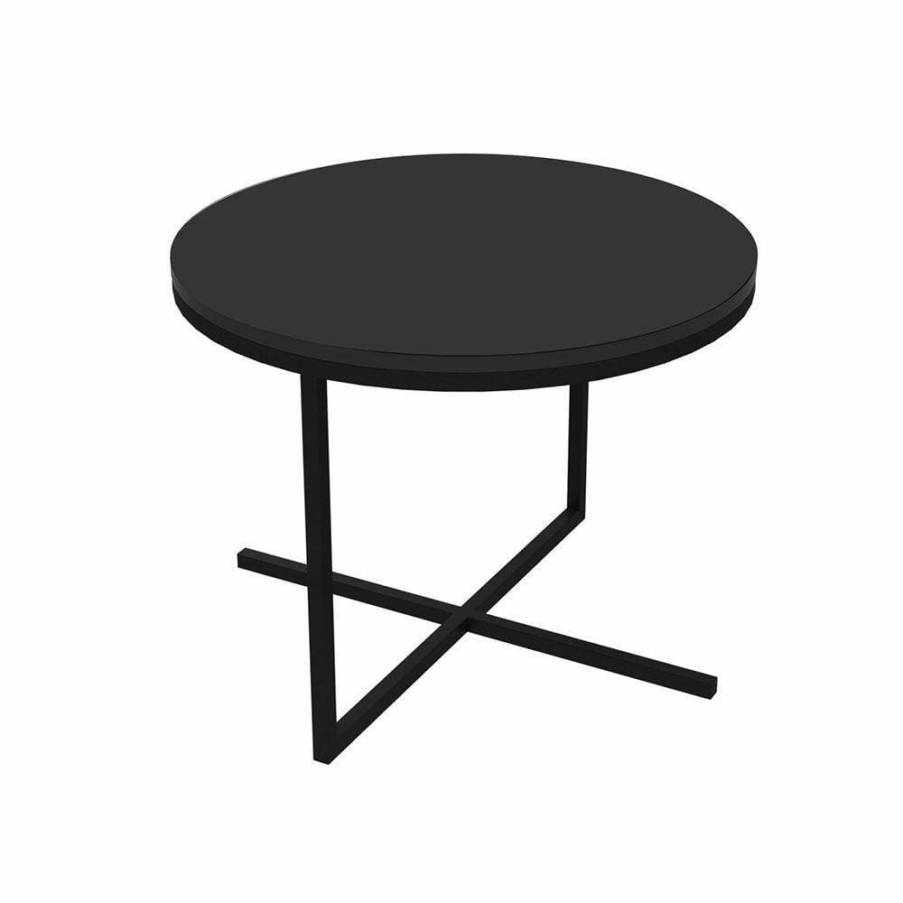 Mesa de Centro Baixa Volpi Preto Base Metálica Preto 36cm