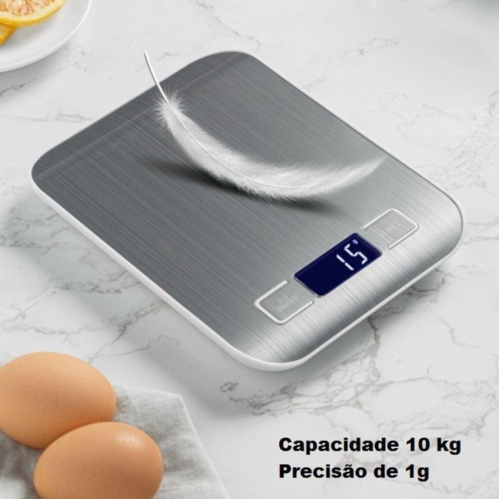 Balança Cozinha 10kg Aço Inox Alta Precisão Dieta Ingredientes Fitness