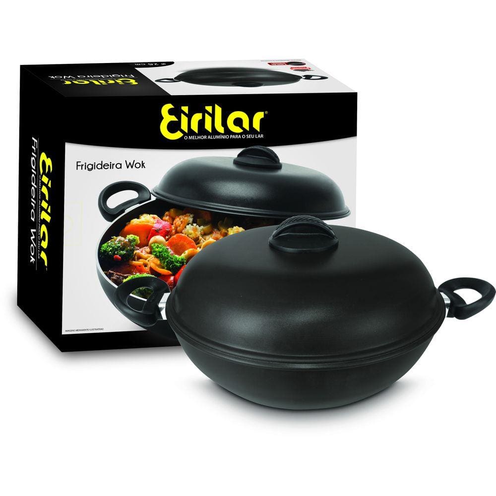Frigideira Wok Long Life Antiaderente Com Alça Tampa 28cm