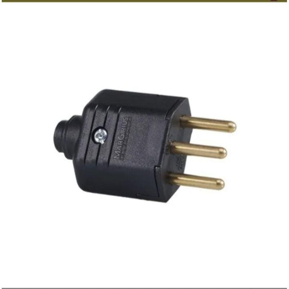Plugue Macho 2p+T 10A 180° Pld1-3 Preto Margirius
